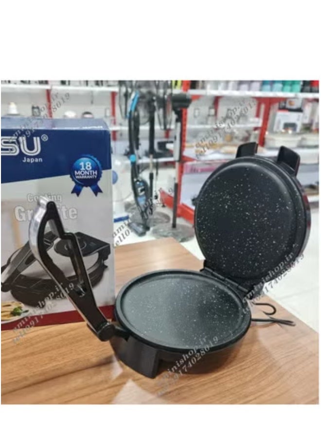 10-Inch Electric Roti Maker – 1200W Non-Stick Chapati Press with Stainless Steel Body, Adjustable Temperature Control, Dual Indicator Lights, Safety Lock, Quick Heating, Easy Cleaning, Instruction Manual, Flatbread Machine for Home Use – 220-240V Kitchen Appliance – Black - Image 3