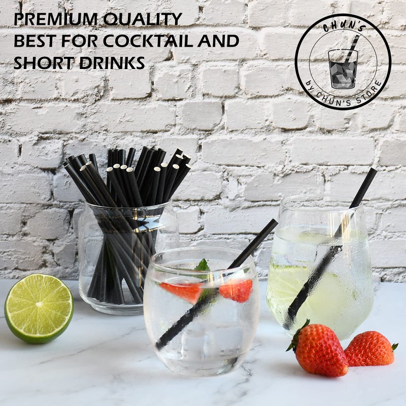 chunspak Short Paper Straws Bulk 5.5 inch - 500 ct. Disposable Black Paper Drinking Straw  Sip Stirrers for Cocktail  Coffee and Short Drinks - Image 4