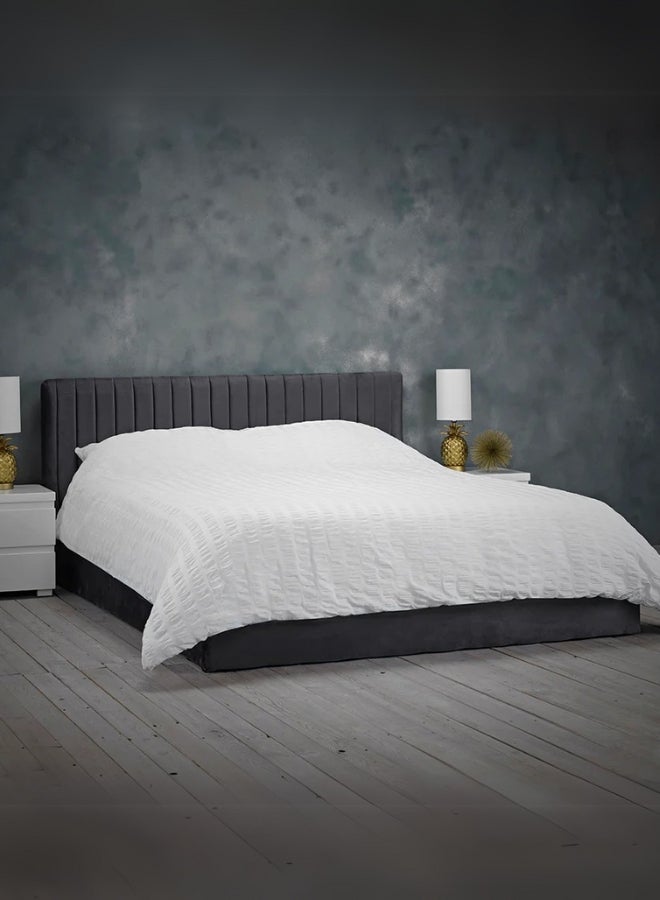 Bed and Mattress Home Athens Prestige Upholstered Queen Size ( Mattress Size 160 X 200 CM ) Black Color Bed Size 212 L X  168 W ( Mattress Sold Separately ) - Image 1