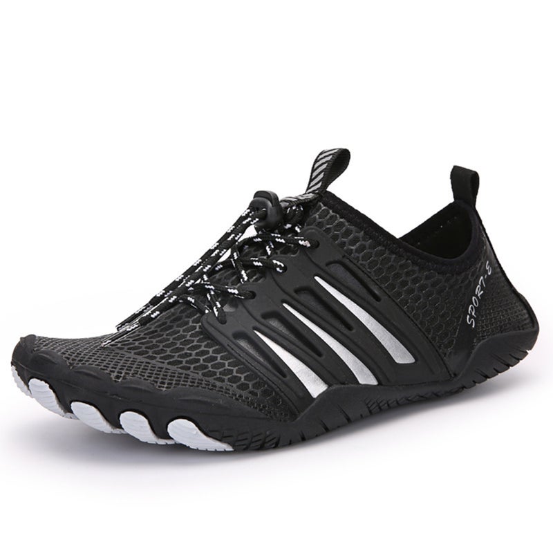 Outdoor Hiking River Tracing Shoes Non-slip Wading Shoes Couple Fitness Sports Yoga Shoes Swimming Beach Shoes A092 Black 37 Yards - Image 1