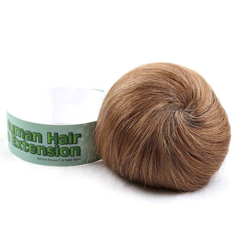 Bella Hair 100 Human Hair Bun Extension Donut Chignon Hairpieces for Both Women and Men Instant UpDo Fake Bun Scrunchies 8 BrownLight Chestnut Brown