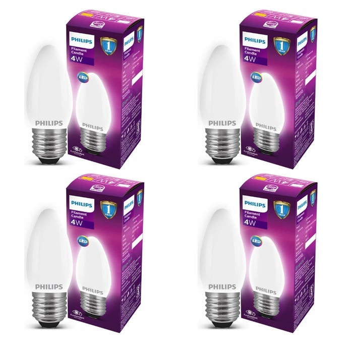 E27 FROSTED CANDLE 400-LUMEN DECORATIVE WALL LIGHTS (4W, PACK OF 4, WHITE)