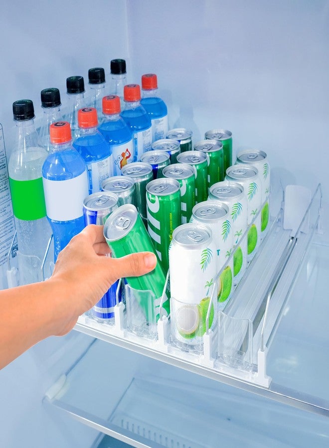 SIP SORT Upgraded Premium Drink Organizer for Fridge. Ultra Space Saving Soda Can Organizer with Larger Stopper Height and Automatic Pusher with Locking Feature. Holds 30 Cans (6 Rows, White) - Image 1