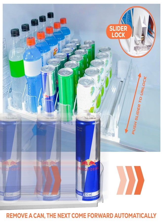 SIP SORT Upgraded Premium Drink Organizer for Fridge. Ultra Space Saving Soda Can Organizer with Larger Stopper Height and Automatic Pusher with Locking Feature. Holds 30 Cans (6 Rows, White) - Image 4