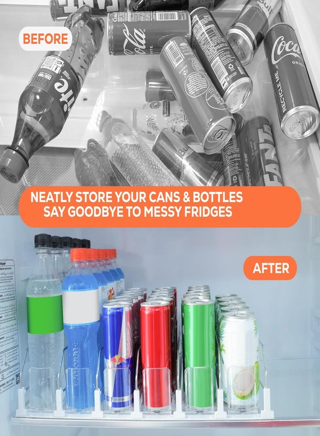 SIP SORT Upgraded Premium Drink Organizer for Fridge. Ultra Space Saving Soda Can Organizer with Larger Stopper Height and Automatic Pusher with Locking Feature. Holds 30 Cans (6 Rows, White) - Image 3