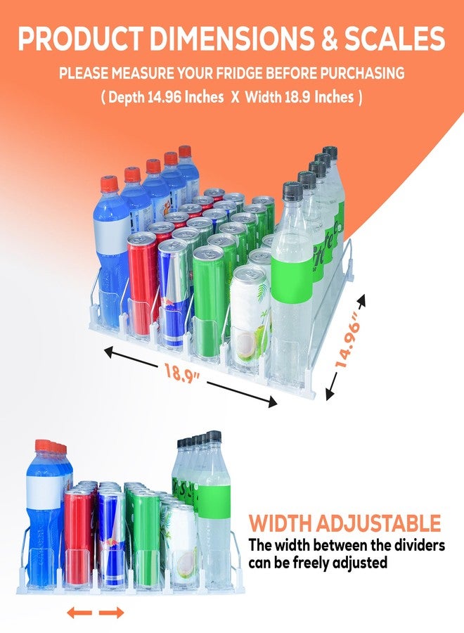SIP SORT Upgraded Premium Drink Organizer for Fridge. Ultra Space Saving Soda Can Organizer with Larger Stopper Height and Automatic Pusher with Locking Feature. Holds 30 Cans (6 Rows, White) - Image 2