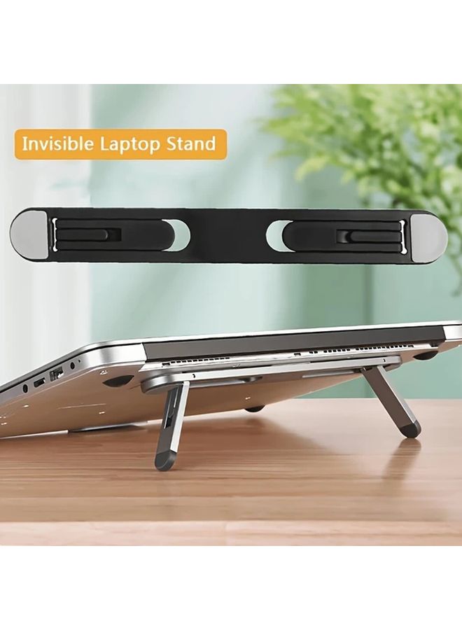 Ergonomic Aluminum Laptop Stand Adjustable Foldable Portable Black Desktop Lift Pad - Image 4