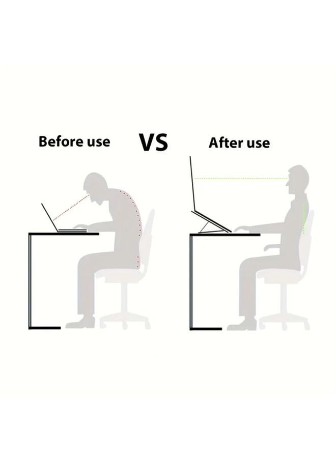 Ergonomic Aluminum Laptop Stand Adjustable Foldable Portable Black Desktop Lift Pad - Image 5