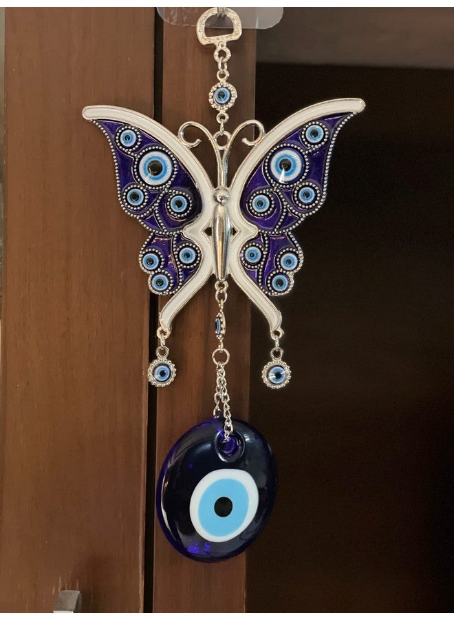 BLUE BEADS Butterfly with Evil Eye Pendant Decoration for Diwali Gifts, Wall/Door Hanging Ornament Amulet for Car, Home and Office for Protection and Blessing - Image 5