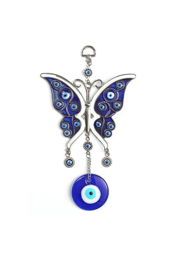 BLUE BEADS Butterfly with Evil Eye Pendant Decoration for Diwali Gifts, Wall/Door Hanging Ornament Amulet for Car, Home and Office for Protection and Blessing - Image 1