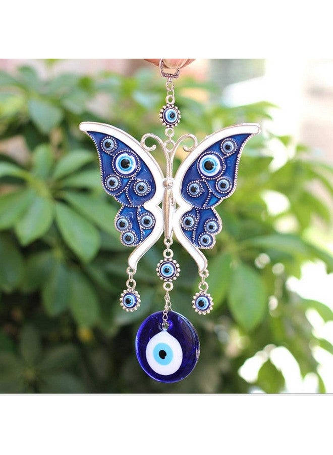 BLUE BEADS Butterfly with Evil Eye Pendant Decoration for Diwali Gifts, Wall/Door Hanging Ornament Amulet for Car, Home and Office for Protection and Blessing - Image 4