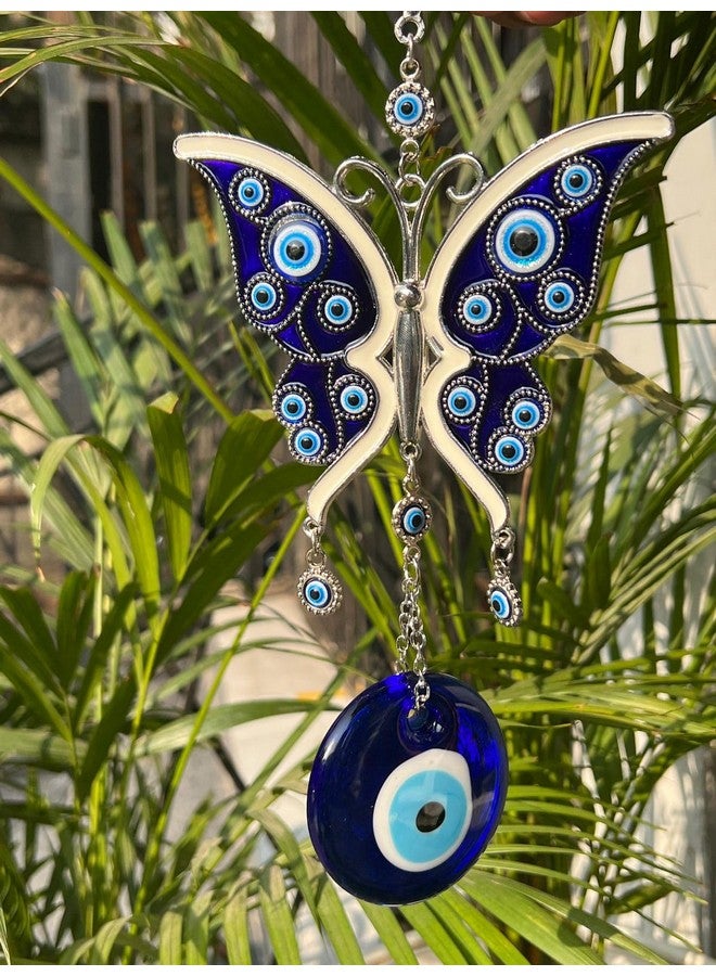 BLUE BEADS Butterfly with Evil Eye Pendant Decoration for Diwali Gifts, Wall/Door Hanging Ornament Amulet for Car, Home and Office for Protection and Blessing - Image 3