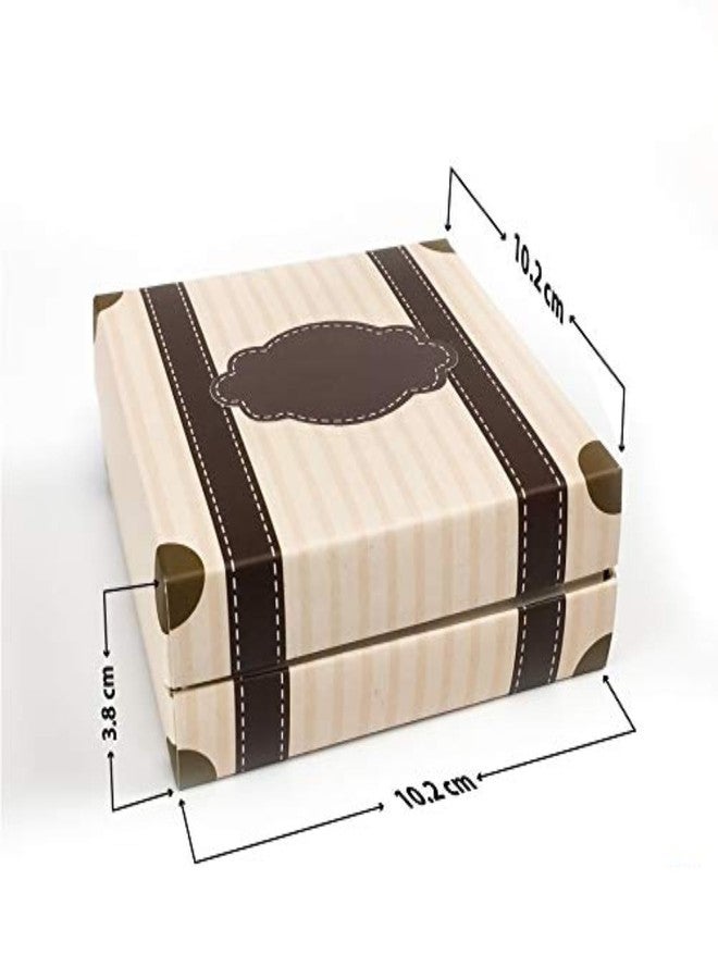 Intactmedia Vintage Suitcase Style Cookie & Pastry Gift Boxes (10.2x10.2x3.8cm) - Small Kraft Paper Bakery Boxes for Brownies, Treats & Party Favors Pack of 10 - Image 3