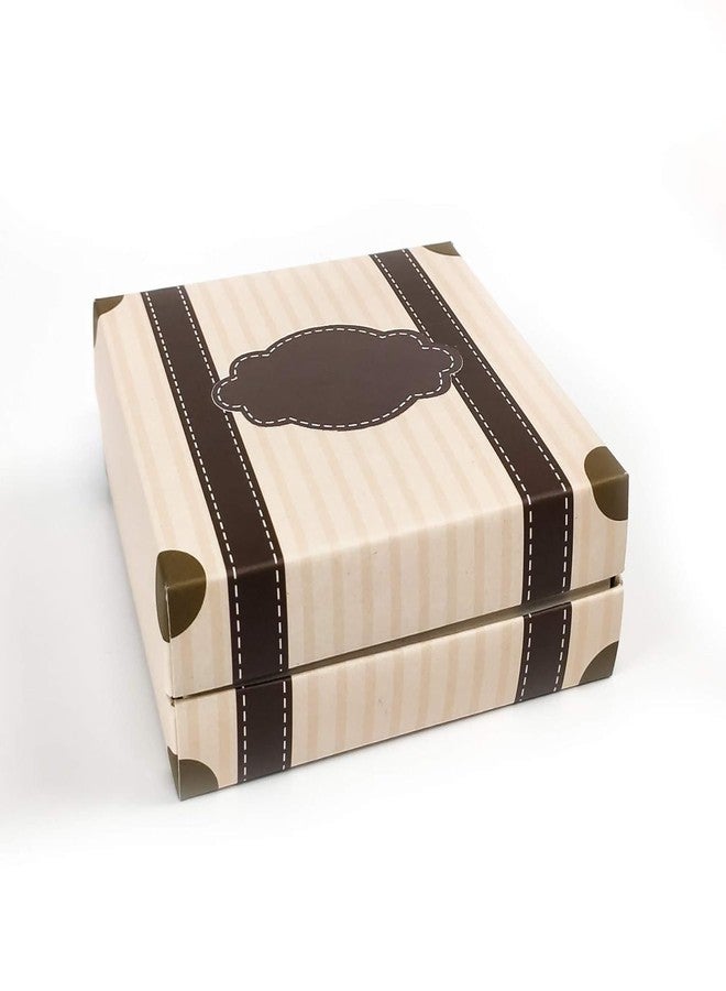 Intactmedia Vintage Suitcase Style Cookie & Pastry Gift Boxes (10.2x10.2x3.8cm) - Small Kraft Paper Bakery Boxes for Brownies, Treats & Party Favors Pack of 10 - Image 1