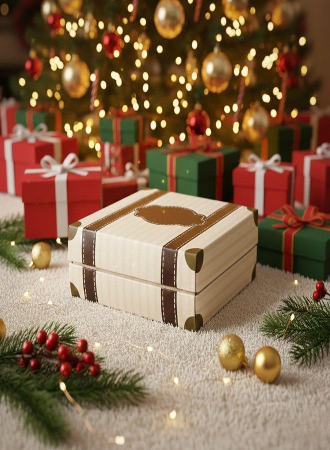 Intactmedia Vintage Suitcase Style Cookie & Pastry Gift Boxes (10.2x10.2x3.8cm) - Small Kraft Paper Bakery Boxes for Brownies, Treats & Party Favors Pack of 10 - Image 5