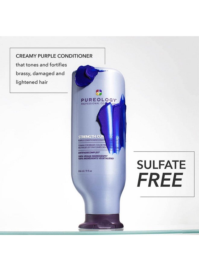 PUREOLOGY Strength Cure Blonde Purple Conditioner For Blonde & Lightened Colortreated Hair 9 Fl Oz - Image 3