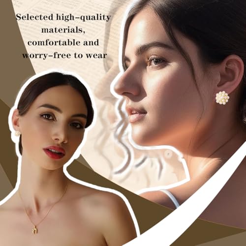 XFSAFDM 2 Pairs Clip On Earrings for Non Pierced Ears, Elegant Pearl Earrings for Women, Golden Pressing Earrings for No Hole Ears, Traditional Jewelry for Weddings and Special Occasions - Image 5