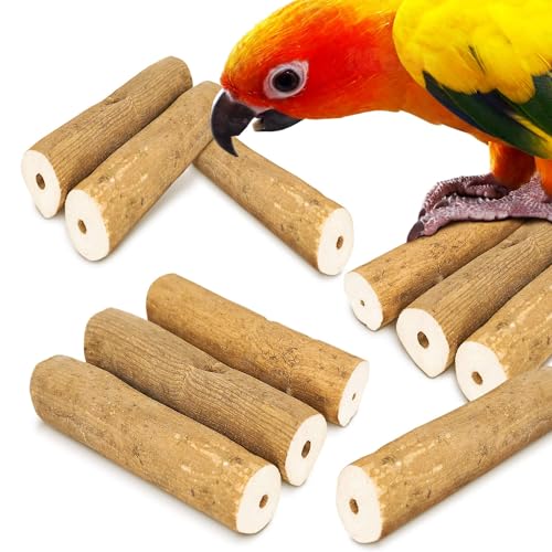 Meric CoCoo Bark Sola Sticks with Skin for Parrots, Cockatiel Chew Forage Toy, Round Wood Foot Exercisers for Budgie, Conures, Beak, and Nails Groomer, Keeps Small Birds Calm, and Physically Fit, 10 Pcs - Image 2