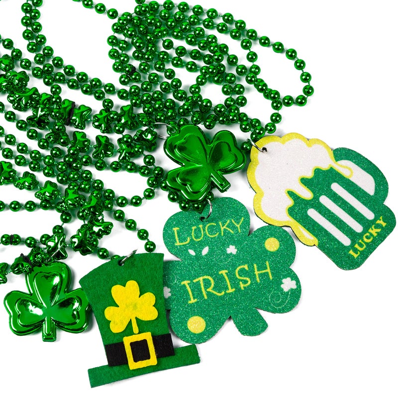 Moon Boat 18PCS St. Patrick's Day Shamrock Necklaces Clover Green Bead Irish Party Decorations Supplies for Adults - Image 4