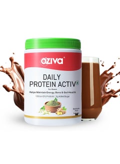 OZiva Daily Protein Activ for Women Protein Powder 120g Protein Probiotics Shatavari Energy Bone Health Hormonal Balance 300g Chocolate Pack 1  - Image 1