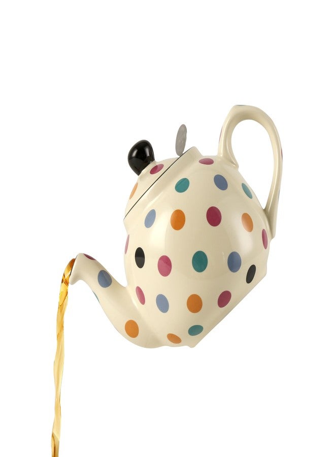 London Pottery Farmhouse Polka Dot Teapot with Infuser, Ceramic, Ivory/Multispot, 600 ml - Image 1