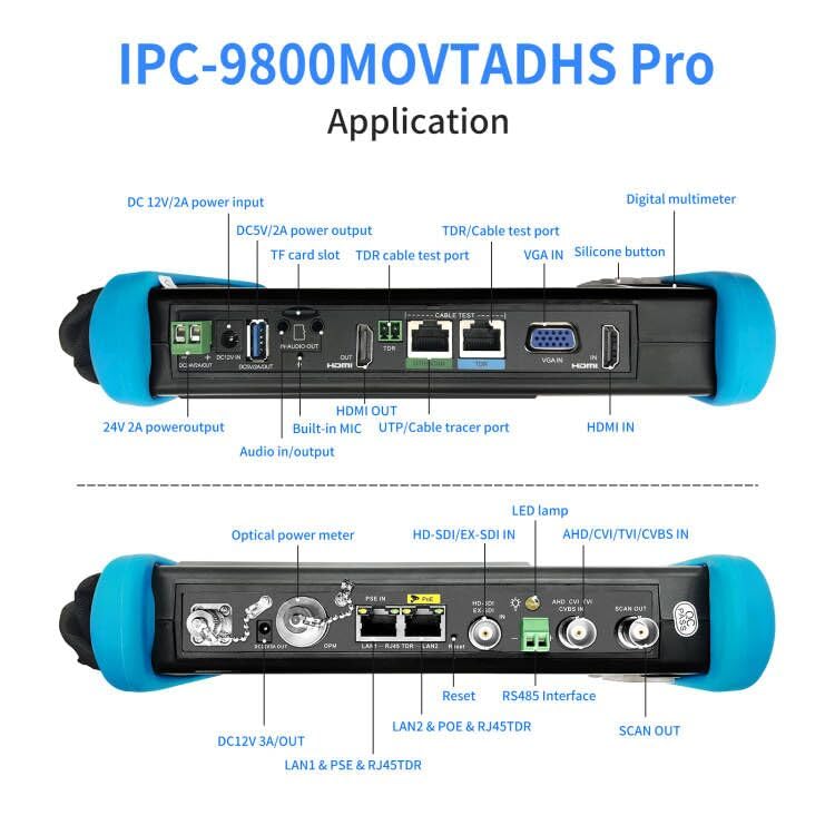 Rsrteng IPC-9800MOVTADHS Pro Full Features CCTV Camera Tester 8K 32MP IP Camera Tester 7-inch IPS Touch Screen Monitor CCTV Tester with 4K HD-TVI CVI AHD SDI Support DMM OPM VFL TDR Features POE HD - Image 2