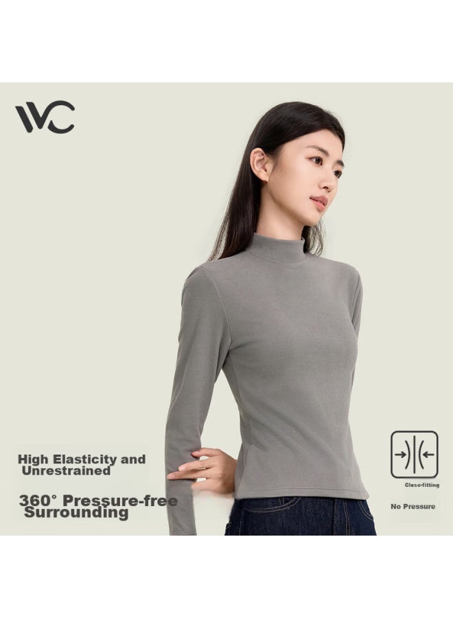 Vvc Women's Turtleneck Base Layer, Autumn And Winter New Style, Solid Color Undershirt, Wearable, Warm, Inner Layer, Slim Fit, Slimming, River Gray, Size M - Image 2