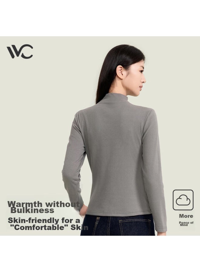 Vvc Women's Turtleneck Base Layer, Autumn And Winter New Style, Solid Color Undershirt, Wearable, Warm, Inner Layer, Slim Fit, Slimming, River Gray, Size M - Image 3