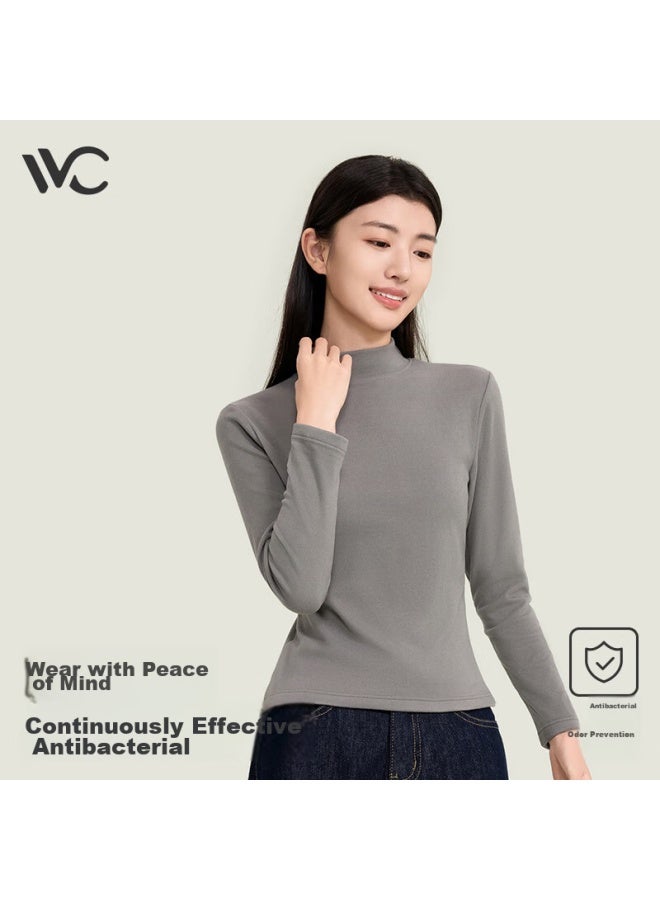 Vvc Women's Turtleneck Base Layer, Autumn And Winter New Style, Solid Color Undershirt, Wearable, Warm, Inner Layer, Slim Fit, Slimming, River Gray, Size M - Image 1