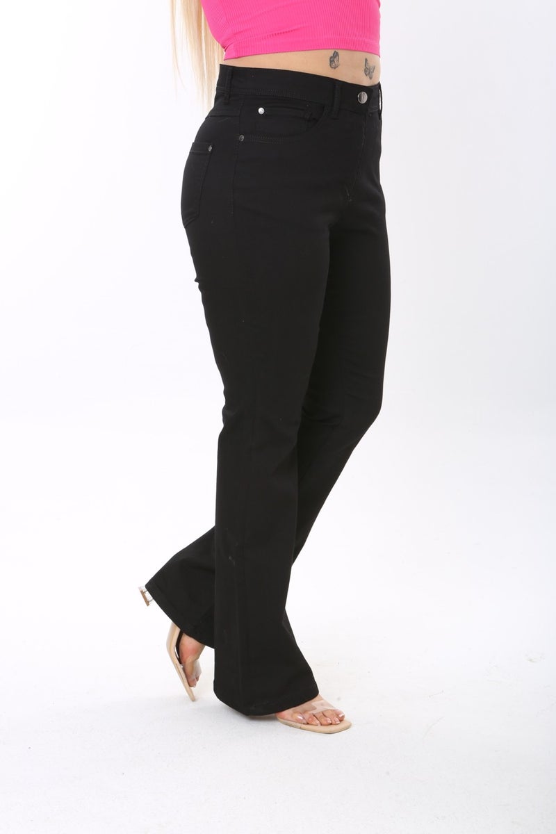 Era Lisa Flare Leg Lycra High Waist Canvas Plus Size Women's Trousers - Image 2