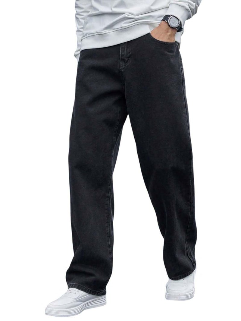 KOTTY Men's Solid Regular Fit Mid Distressed Fashionable Trendy Denim Jeans(Black,28) - Image 1