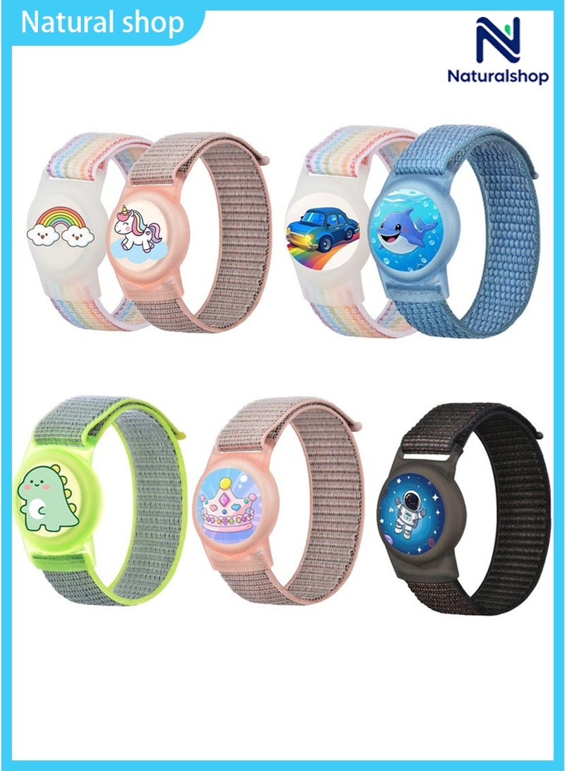 naturalshop Carton Airtag Bracelet for Kids, Apple Air Tag Protective Cover with Nylon Wristband, Waterproof full cover Airtag Trackers Case Cover Elastic Watch Band for Toddlers Girls Boys Elders - Image 5