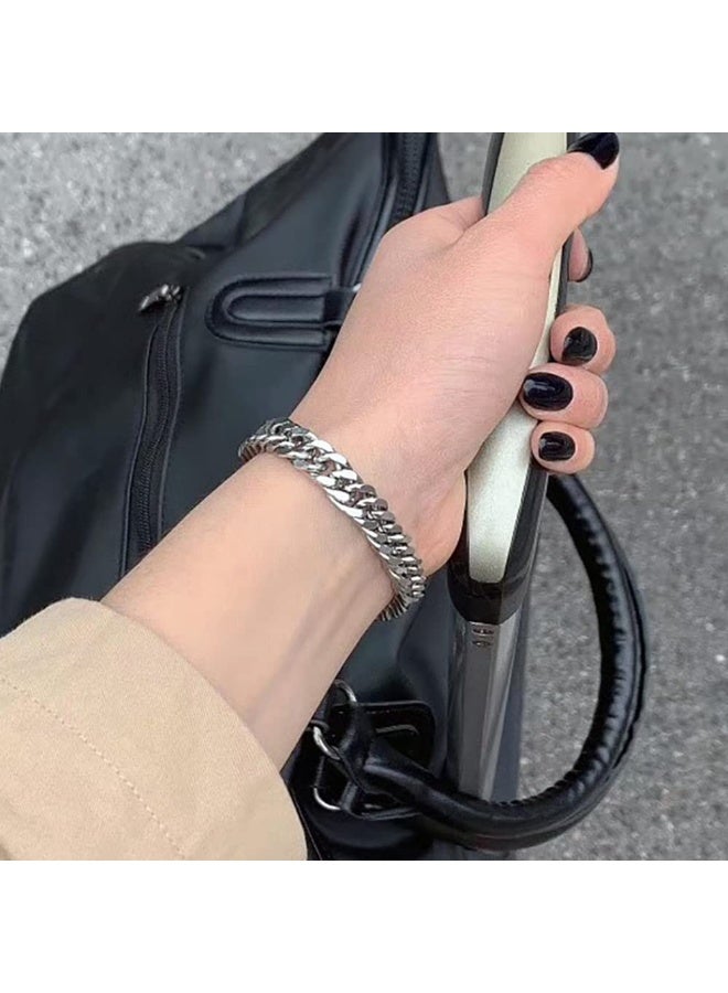 كيلا سوار كوبي للرجال، سوار بسلسلة كوبية عصرية ذات فتحات فائقة اللمعان للرجال، سوار بسلسلة ومشبك من الفولاذ التيتانيوم لا يتغير لونه للرجال والنساء - Image 4