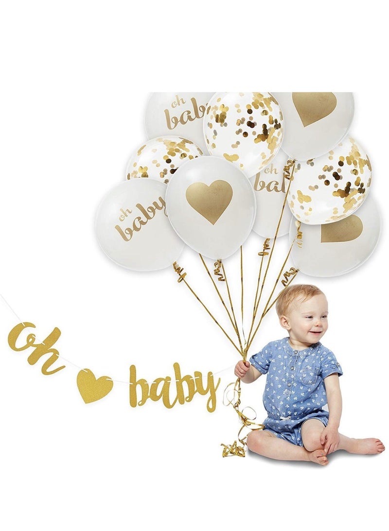 12 Inch Oh Baby Balloon Party Set Party Background Wall Decoration Balloon - Image 1