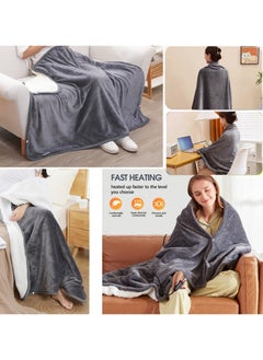 رو سيانل 76x150cmغطاء شال كهربائي بتقنية USB يمكن ارتداؤه، بطانية قابلة للارتداء بثلاث إعدادات للحرارة ومؤقت للاستخدام في المنزل أو المكتب  - Image 2
