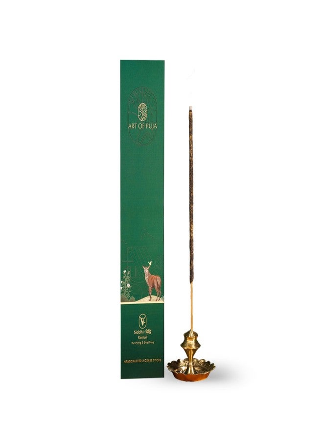 ART OF PUJA Kasturi (Musk) Handcrafted Incense- 30 Agarbatti Stick | 1 Hr Burning Time, 2+ Hr Retention| Rich Aroma, Low Smoke | Free Agarbatti Stand | Incense Sticks for Home - Image 1