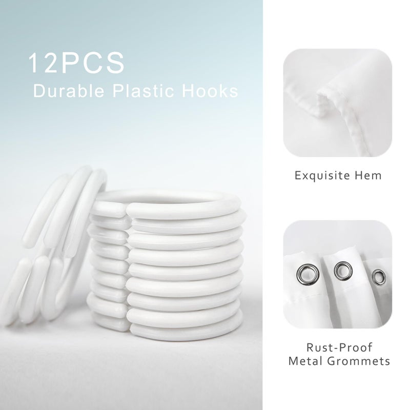 Riyidecor Beach Shower Curtain 72Wx72H Inch Ocean Barn Door Seaside Sea Beachy Coastal Hawaiian Nautical Sunset Landscape Nature Farmhouse Bathroom Decor Fabric Polyester Waterproof 12 Pack Hooks - Image 4