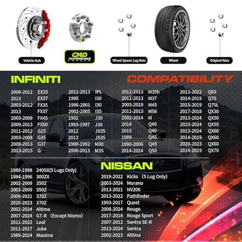 Customadeonly 5x114.3 Wheel Spacers for 370Z 350Z 240SX 300ZX GTR Murano Maxima Sentra (2pcs 3" Thick) Wheel Spacer for Q60 G37 G35 Hubcentric 5x4.5 66.1mm Bore M12x1.25 Lugs 75mm Wide - Image 2