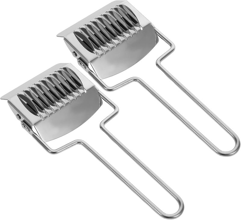 2pcs Manual Pasta Noodle Cutter Stainless Steel Dough Roller Pastry Wheel Cutter for Homemade Pasta and Dough Cutting Kitchen Cooking Tools - Image 1