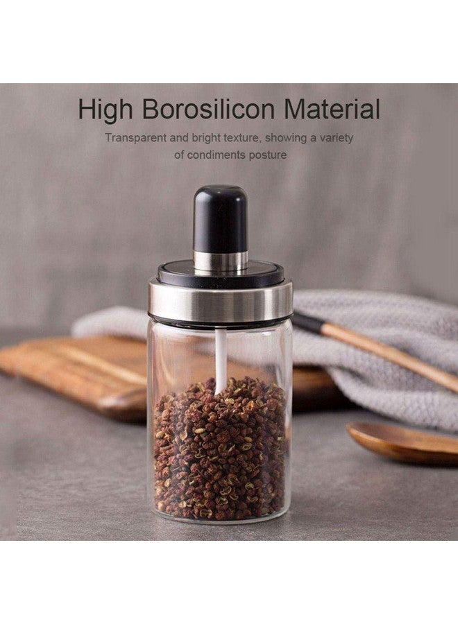LUVINA Kitchen High Borosilicate Glass Spice Jars Seasonning Box Jar Condiment Jar, Combination Spoon And Lid Design, Premium Commercial Grade, Empty Jars 250Ml, Airtight Cap (4, Spoon) - Image 3