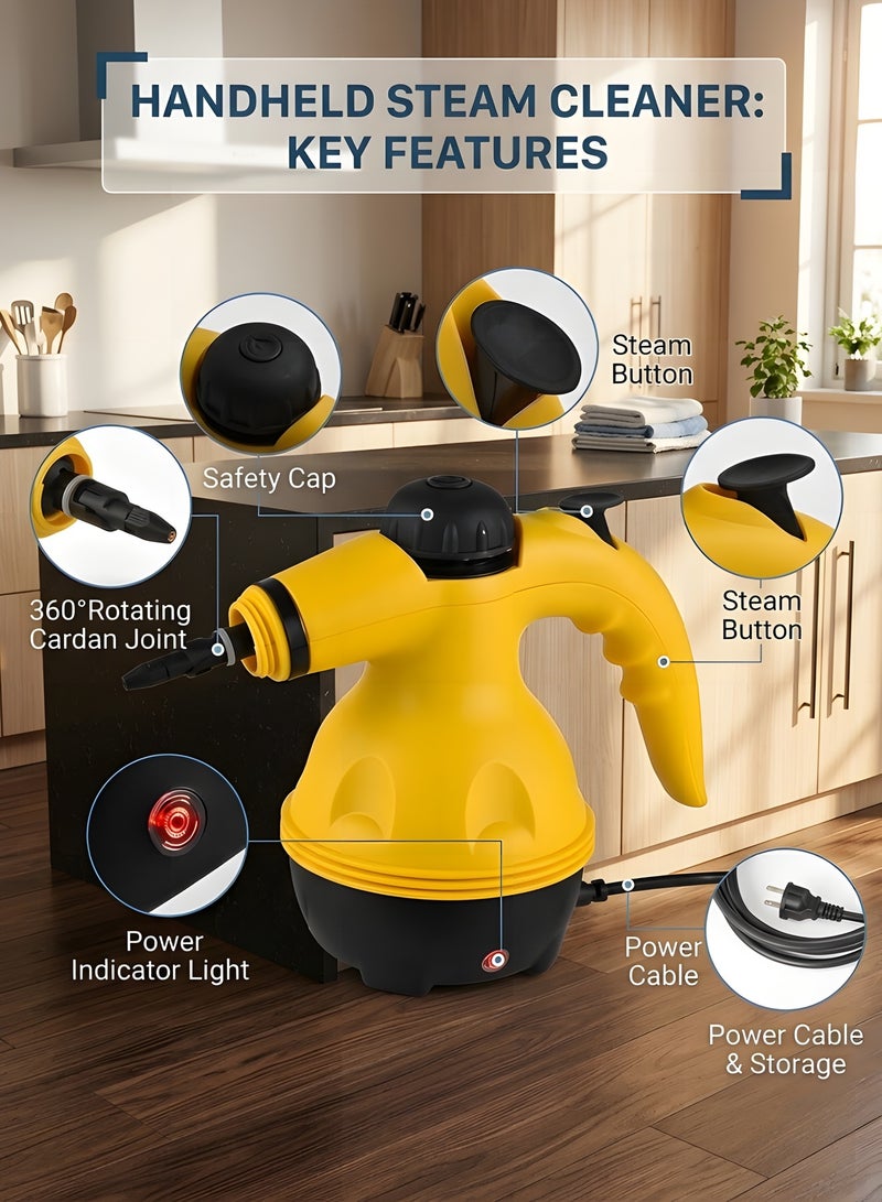 Beauenty Portable Handheld Steam Cleaner 1000W Multifunctional High Temperature Pressurized Steam Cleaning Machine with 9PCS Accessory for Kitchen Sofa Bathroom Car Window - Image 3