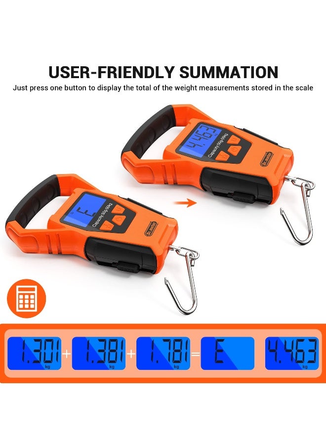 Dr.Meter IPX7 Waterproof Fishing Scale, Dr.meter Upgraded YW-S068 110lb/50kg Backlit LCD Display Digital Hanging Scale with Bigger Handle and Hook, Built-in Tape, Battery Included - Image 3