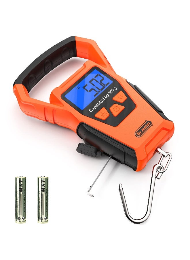 Dr.Meter IPX7 Waterproof Fishing Scale, Dr.meter Upgraded YW-S068 110lb/50kg Backlit LCD Display Digital Hanging Scale with Bigger Handle and Hook, Built-in Tape, Battery Included - Image 2