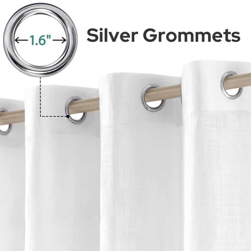 HOMEIDEAS HOMEIDEAS White Linen Sheer Curtains 84 Inches Long 2 Panels Textured Semi Sheer Curtains Farmhouse Curtains Sheer Privacy Window Curtains for Bedroom Living Room - Image 2