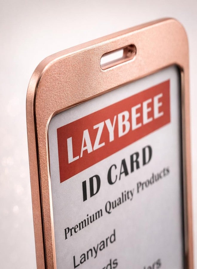 Lazybeee Premium Aluminum ID Card Holder (Rose Gold, Vertical) - Hard Metal Badge Case with Scratch Resistant Finish, Lightweight & Durable for Office & School Use (Pack of 2) - Image 4