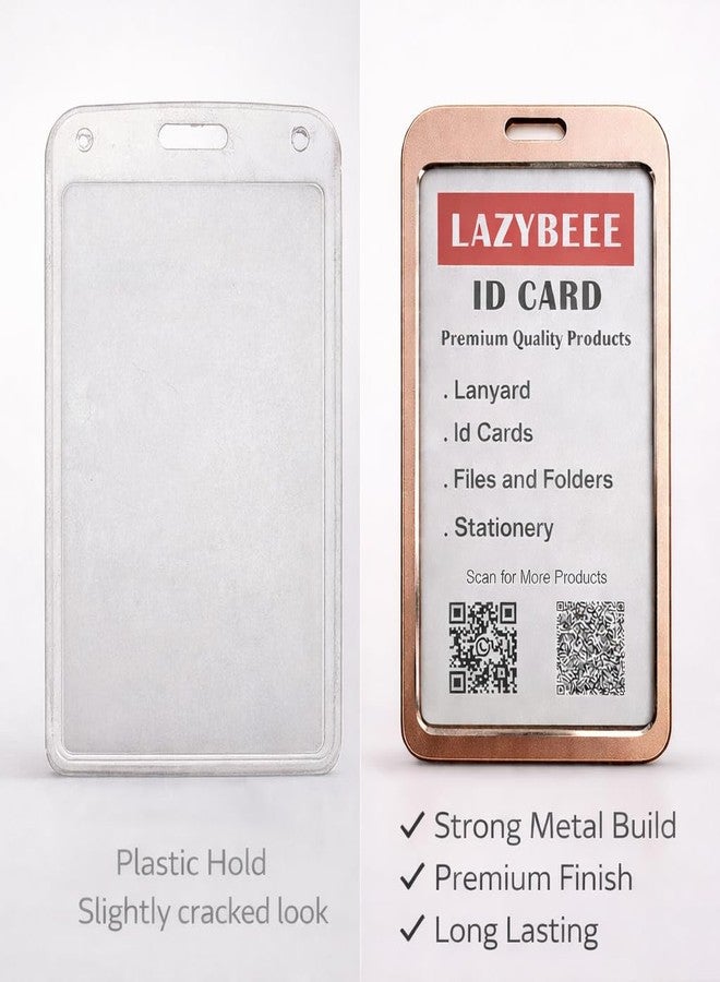 Lazybeee Premium Aluminum ID Card Holder (Rose Gold, Vertical) - Hard Metal Badge Case with Scratch Resistant Finish, Lightweight & Durable for Office & School Use (Pack of 2) - Image 5