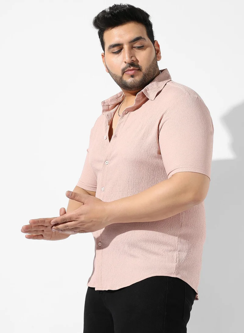 Instafab Plus  Men's Solid Peach Regular Fit Casual Shirt for Men | Best Price UAE