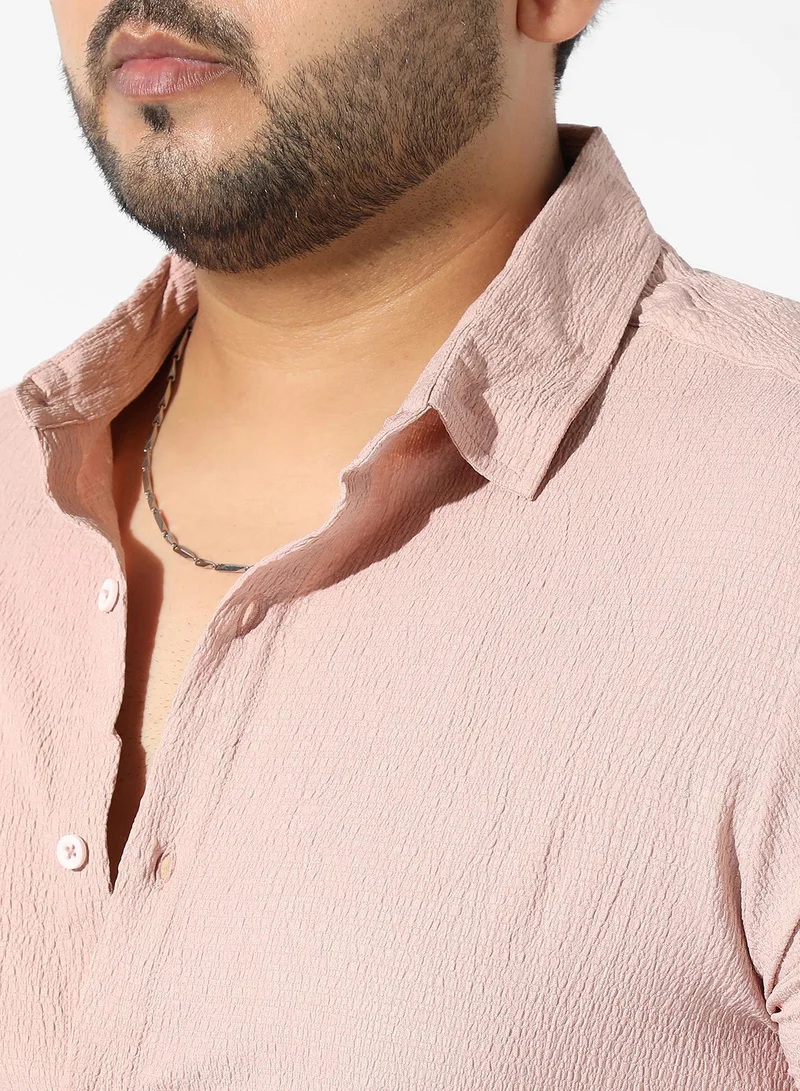 Instafab Plus  Men's Solid Peach Regular Fit Casual Shirt for Men | Best Price UAE