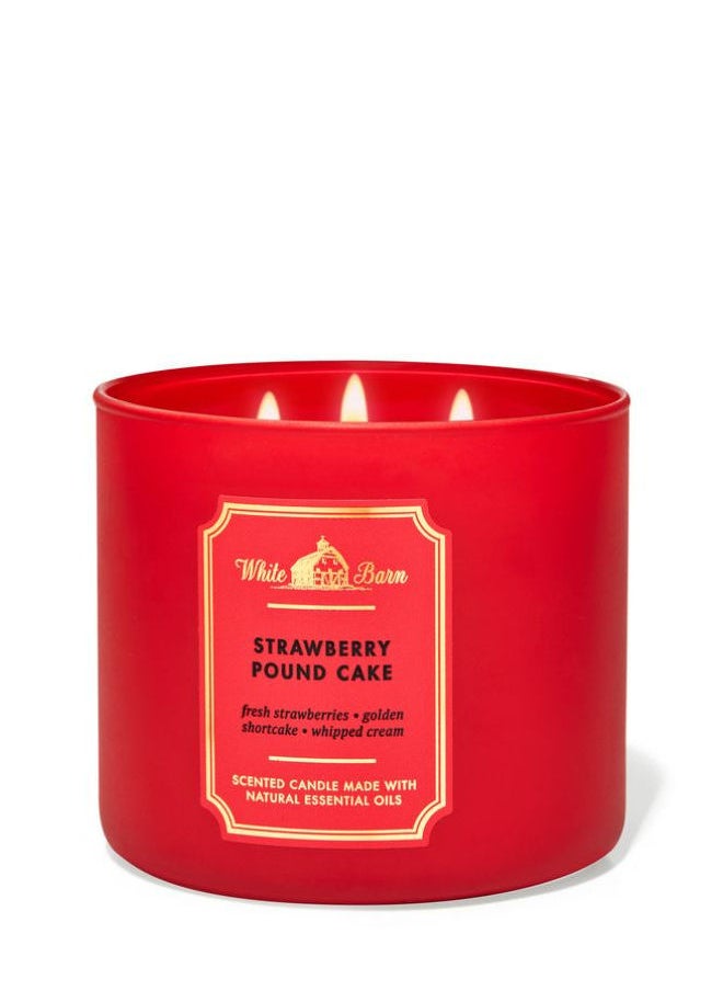 Bath & Body Works Strawberry Pound Cake 3-Wick Candle 411g 