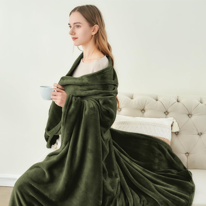 BEDELITE Fleece Blanket Olive Green Throw Blankets for Couch & Bed  Luxury Plush Cozy Fuzzy Blanket 50x60 inches  Super Soft Warm Lightweight Throw Blanket for Travel Camping - Image 4